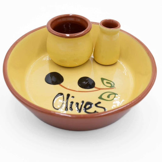 Spanische Olivenschale Handgetöpfert beige