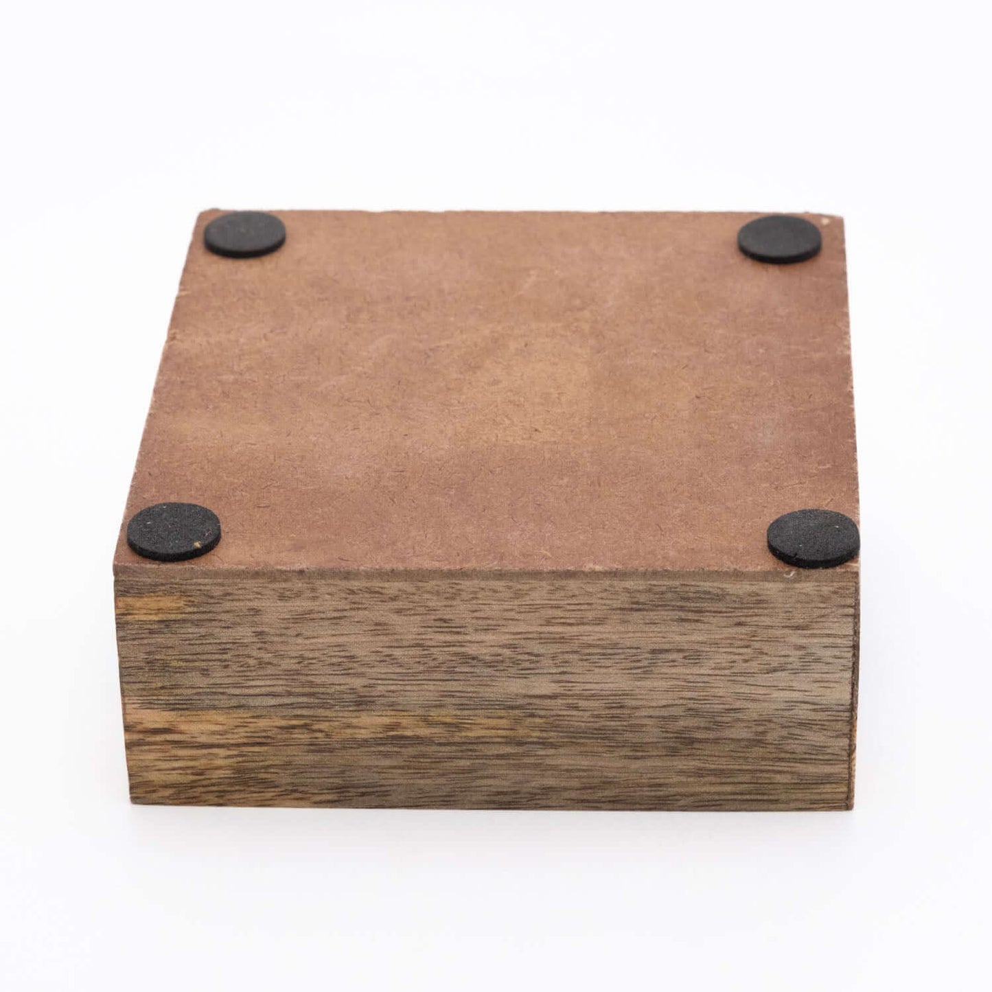 Untersetzer Set für 4 Gläser aus Mangoholz mit Motiv viereckig türkis