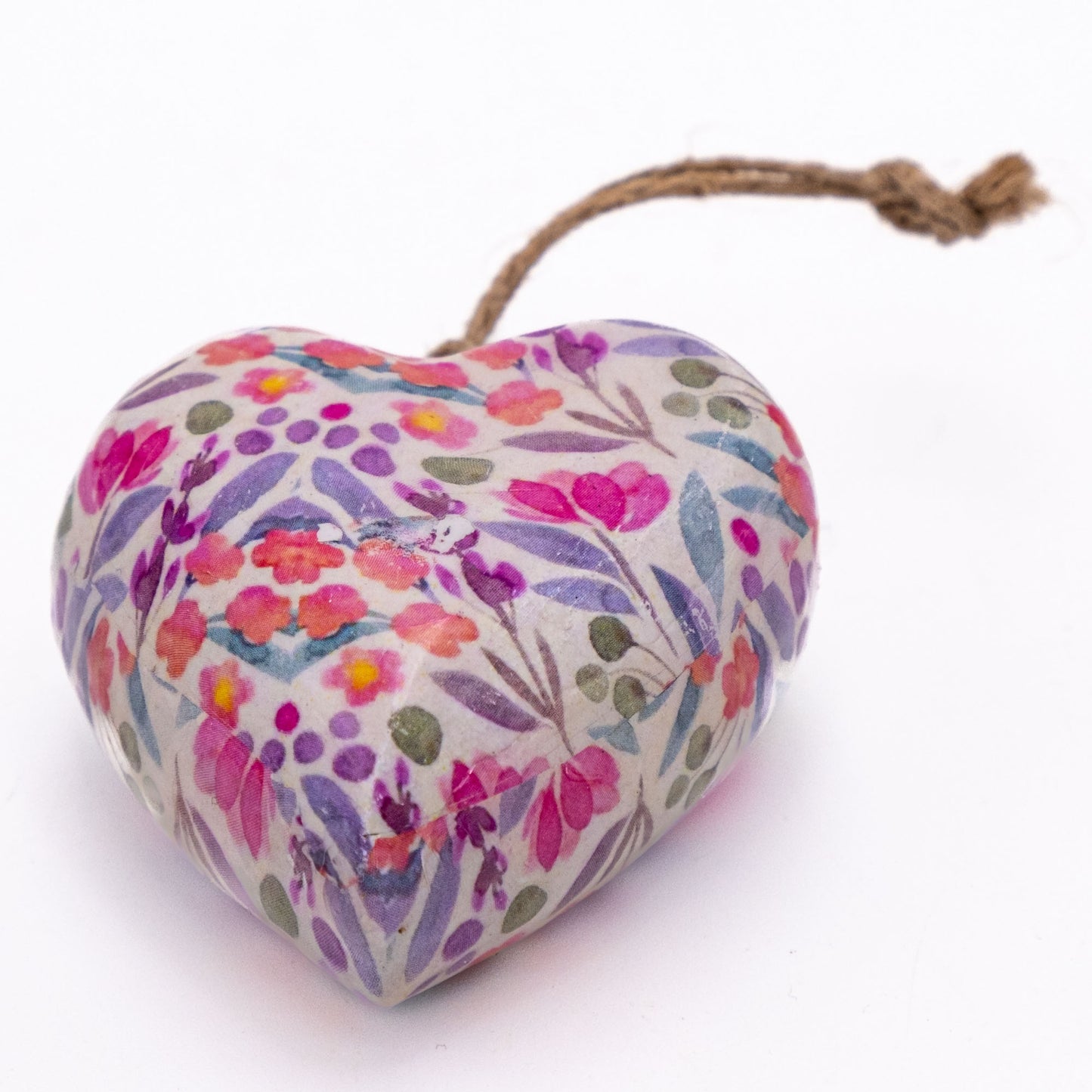 Deko Herz aus Mangoholz mit bunten Blumen