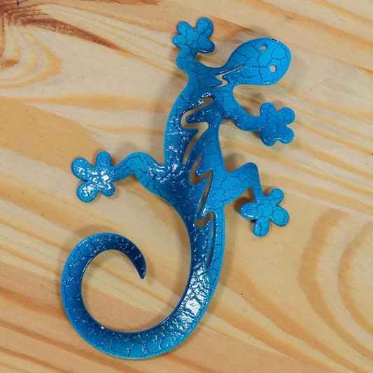 Gecko aus Metall 8cm blau