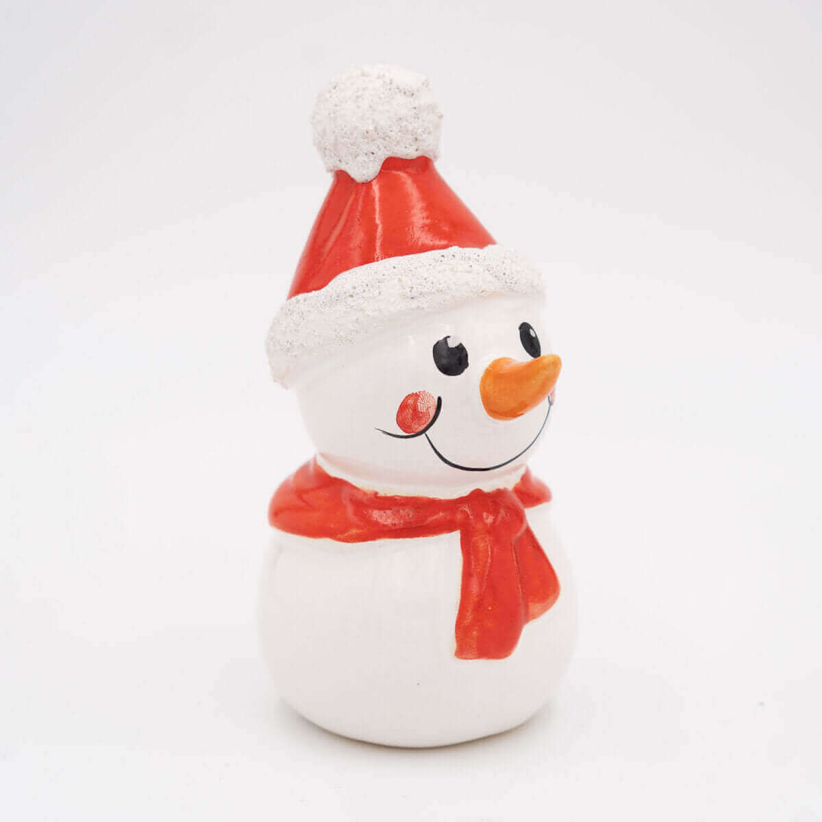 Tangoo Keramik Schneemann mit Mütze und Schal rot / Gartenstecker