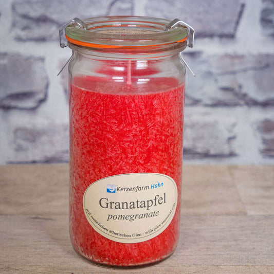 Stearinkerze Granatapfel im XL WECK®-Glas mit ätherischem Öl