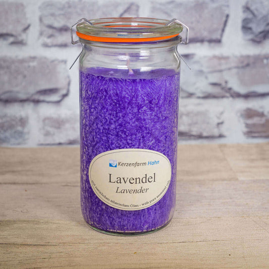 Stearinkerze Lavendel im XL WECK®-Glas mit ätherischem Öl