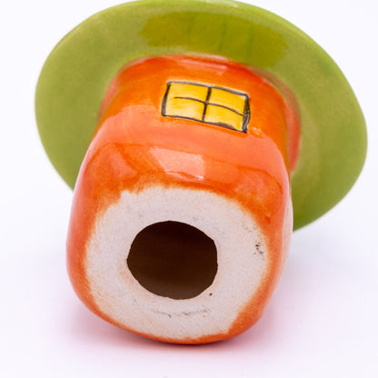 Wichtel Haus Keramik mit Herz Rot-Grau – 14 cm