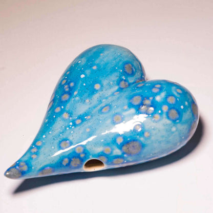 Dekoratives Keramik Herz blau / Gartenstecker