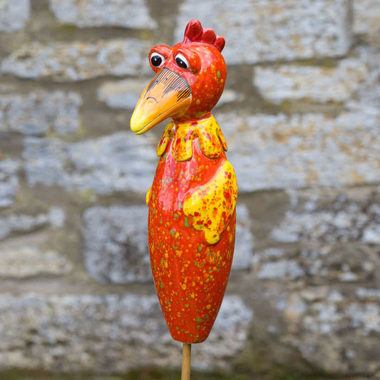Keramik Huhn groß rot mit Effekten