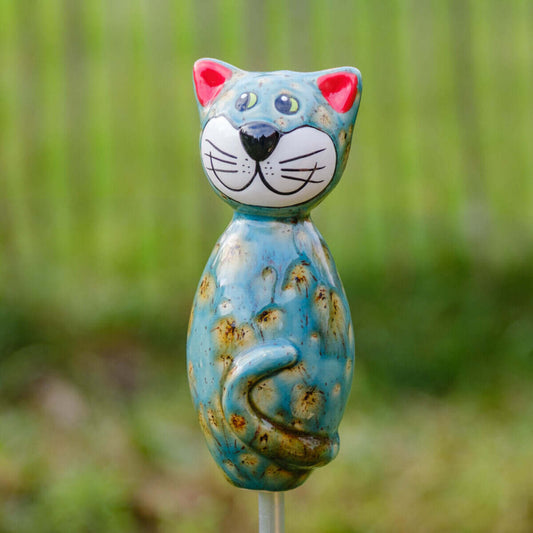 Keramik Katze klein mint für den Garten