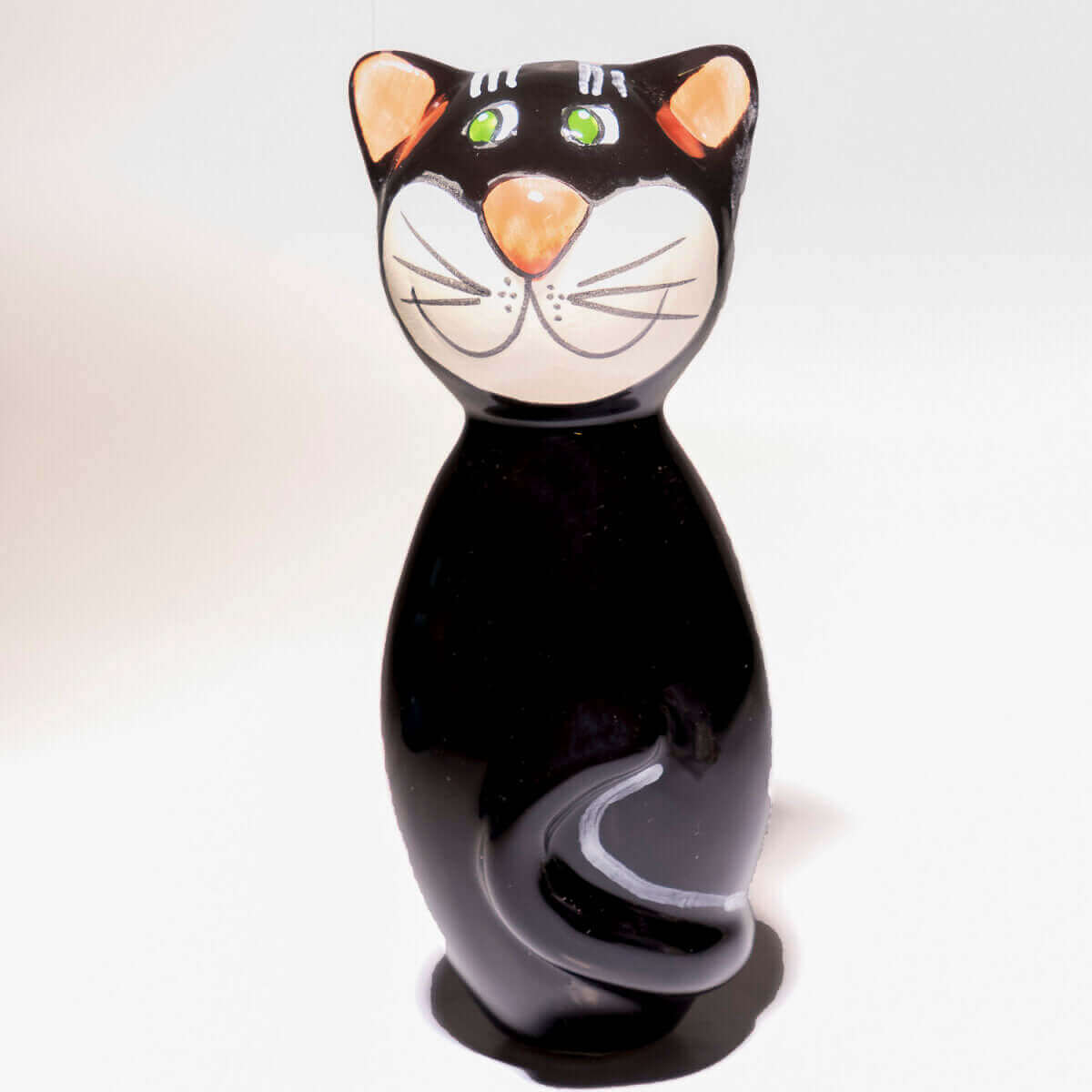 Keramik Katze für den Garten, klein in schwarz