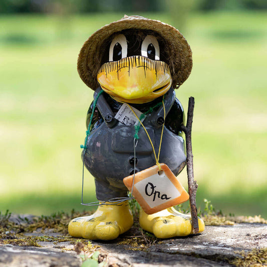 Tangoo Keramik Rabe "Opa"graue Hose für den Garten / Gartendeko